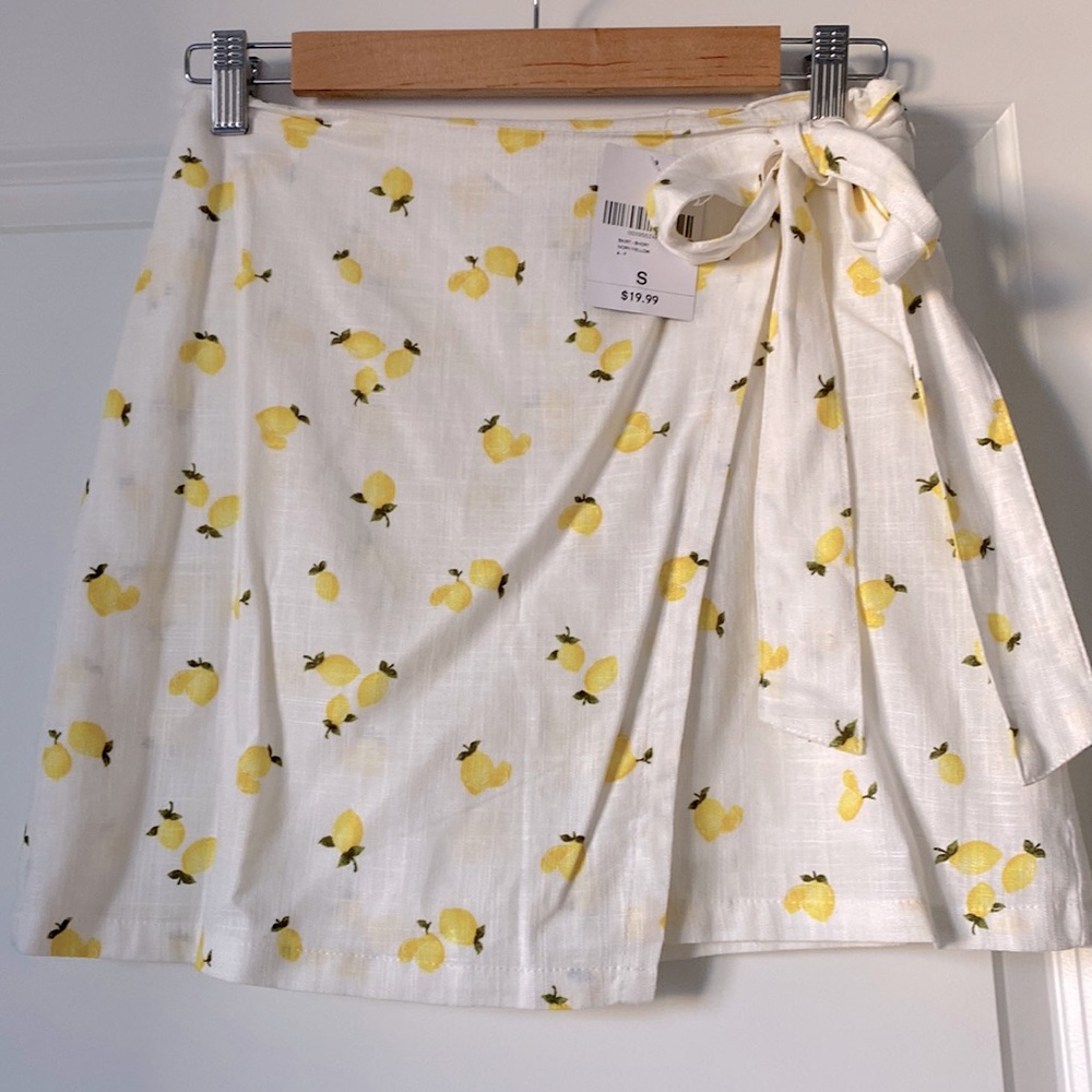Forever21 Lemon Print Wrap Skirt